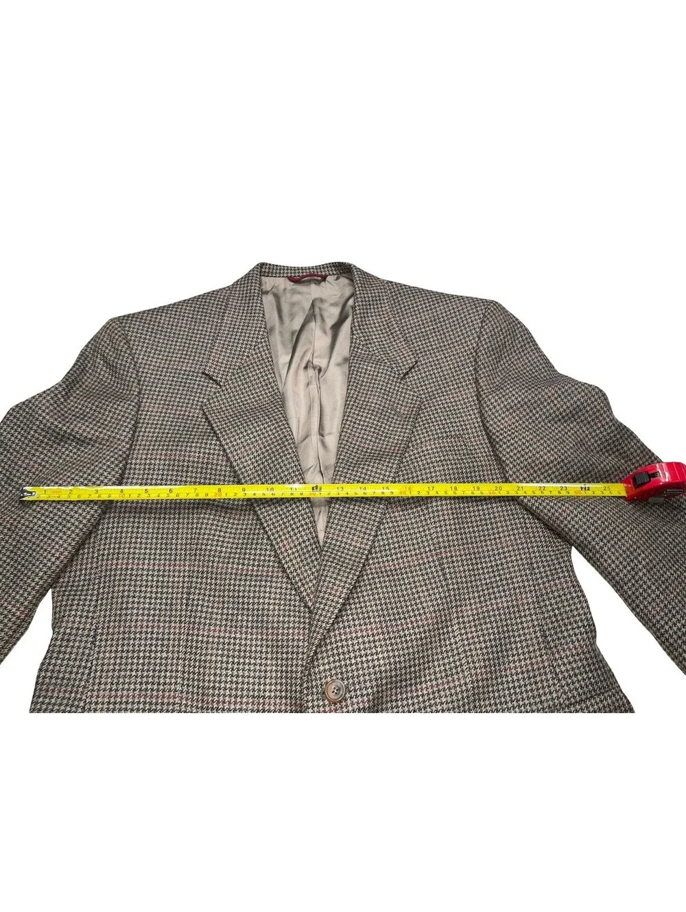 Vintage Hart Schaffner Marx Tweed Blazer Houndstooth Wool Mens USA Measurements